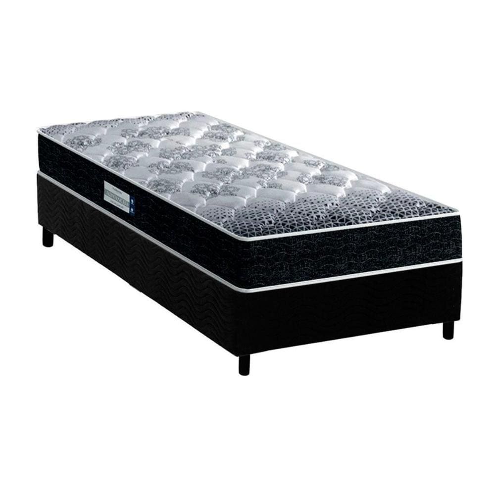 Cama Box Solteiro: Colchão Ortopédico Probel D33/EP Anatômico Advanced Tech1500 + Base CRC Suede Black(88x188)