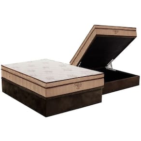 Cama Box Baú Casal: Colchão Molas SuperPocket Ensacadas Ortobom Celebrita + Base CRC Suede Brown(138x188)