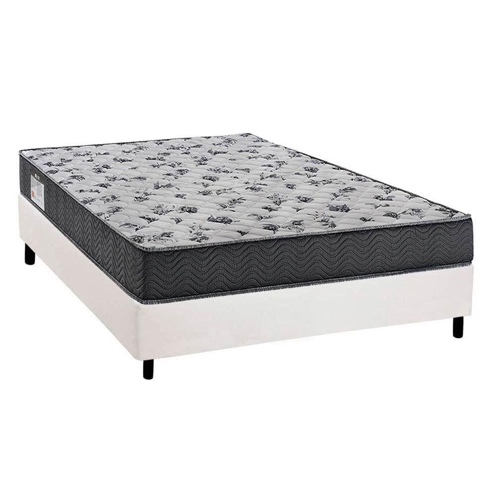 Cama Box Viúva: Colchão Ortopédico Ortobom D33/EP Fort Tech ISO 100 + Base CRC Courano White(128x188)