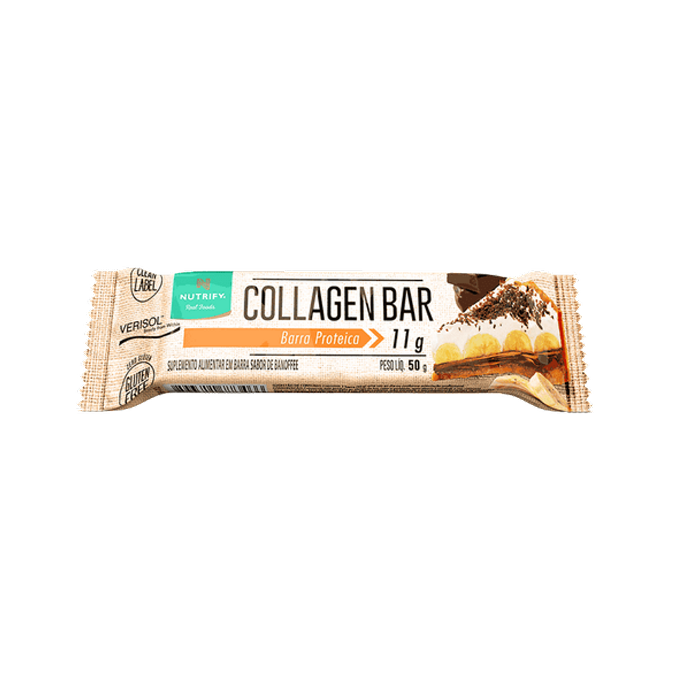 Kit 3X: Barra de Proteína Collagen Bar Banoffee Nutrify 50g
