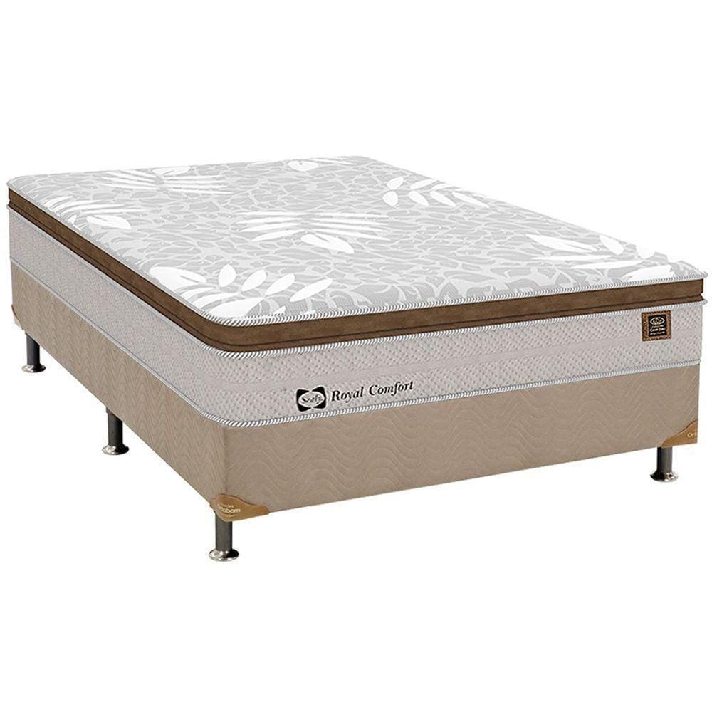 Cama Box Casal: Colchão Molas Sealy Posturepedic Royal Comfort Plus + Base CRC Suede Clean(138x188)