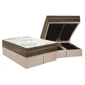 Cama Box Baú Queen: Colchão Molas Ensacadas Ortobom SuperPocket Gold Ultra Gel + Base CRC Suede Clean(158x198)
