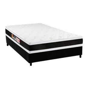 Cama Box Casal: Colchão Espuma D45 Castor Black e White AIR Double Face + Base CRC Suede Black(138x188)