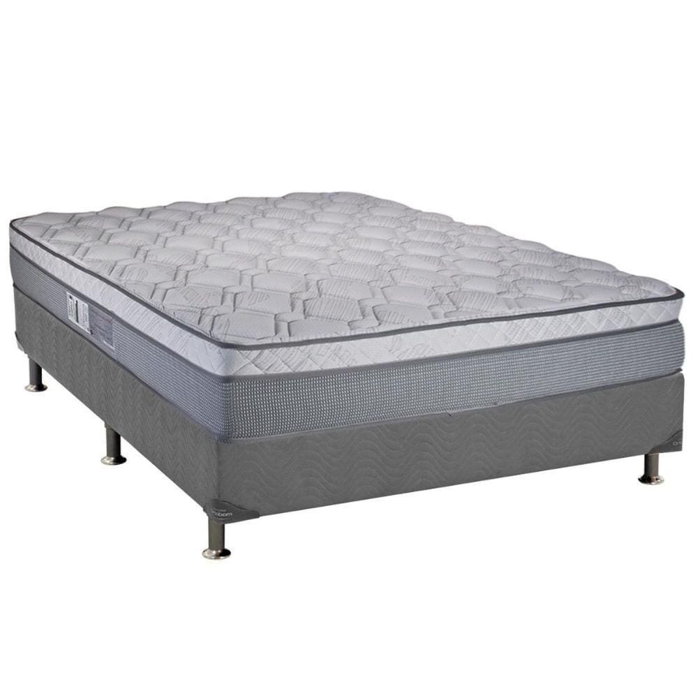 Cama Box Casal: Colchão Molas Ensacadas Luckspuma MasterPocket New Maxi + Base CRC Suede Gray(138x188)