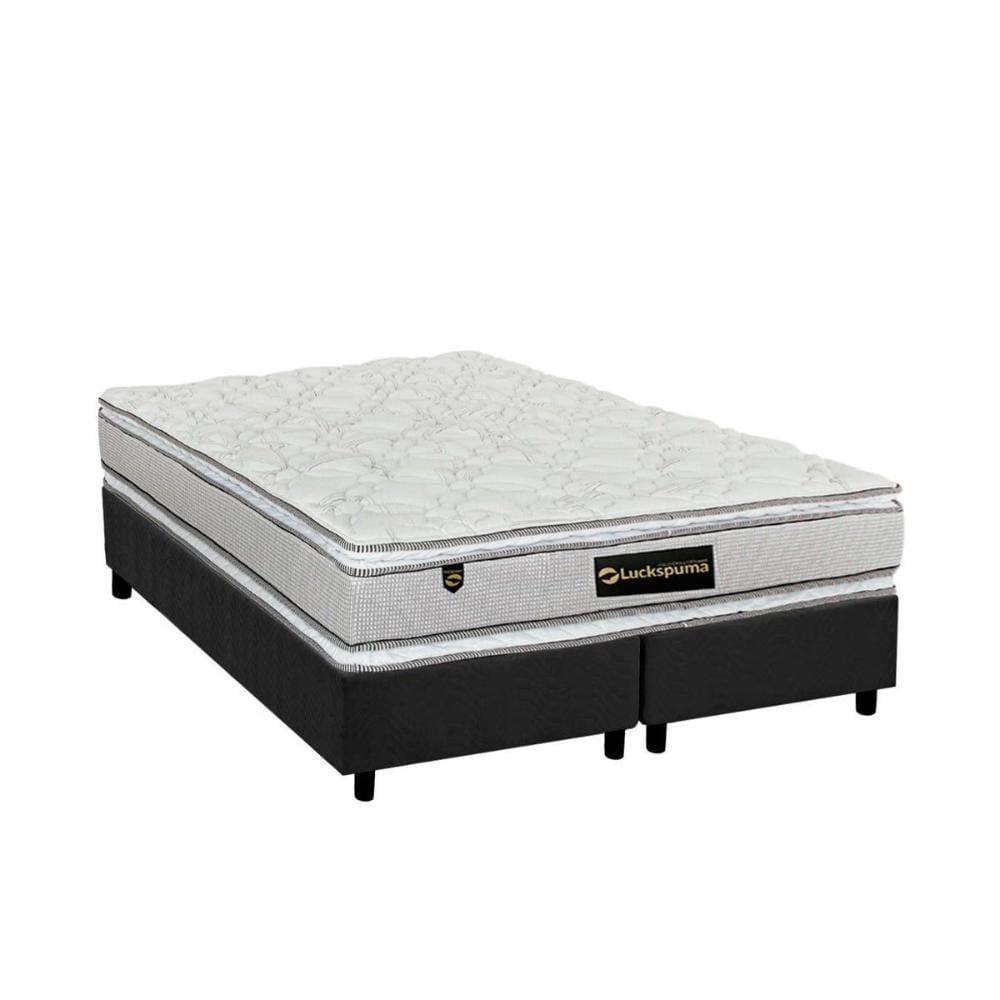 Cama Box King: Colchão Molas Ensacadas Luckspuma MasterPocket Lucksfaction Plus + Base CRC Suede Gray(193x203)