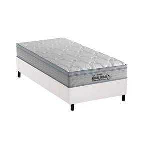 Cama Box Solteiro: Colchão Espuma Probel D40 Guarda Costas Premium Hiper Firme + Base CRC Courano White(88x188)