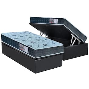 Cama Box Baú Solteiro: Colchão Ortopédico Orthoflex D45 / EP Cecina + Base CRC Suede Gray(88x188)