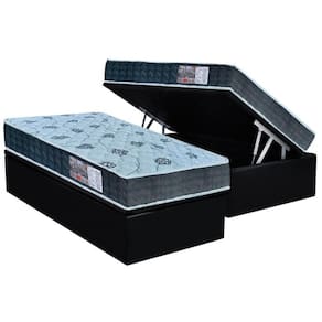 Cama Box Baú Solteiro: Colchão Ortopédico Orthoflex D45 / EP Cecina + Base CRC Suede Black(88x188)