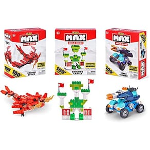 MAX Build More Construction Themed 100 Pc Brick Set (3 Pack) por ZURU Mais de 300 + Toy Building Blocks, 3 modelos para construir, Dragon Attack, Gree