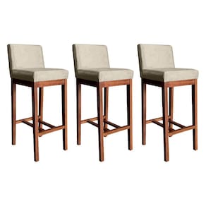 Kit 3 Banquetas Estofadas Alta para Bancada Lisboa 100 Cm Madeira Castanho Suede CCS