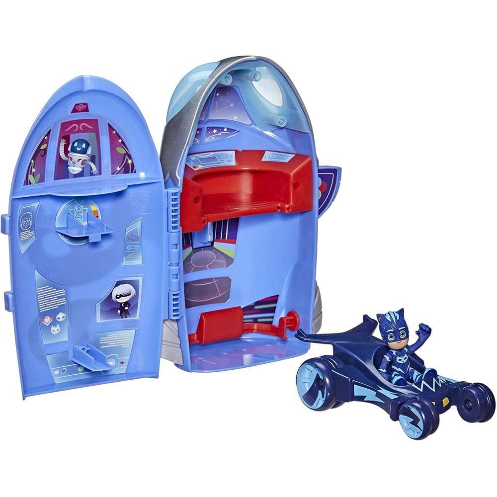PJ Masks 2-in-1 HQ Playset, Headquarters e Rocket Preschool Toy for Kids Ages 3 and Up, inclui Catboy Action Figure e Cat-Car Vehicle