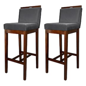 Kit 2 Banquetas Alta Estofadas com Encosto Líbia Madeira Capuccino Suede CCS