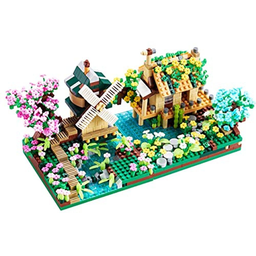 RuiChuangKeJi Botanicle Collection Sakura Tree House Plants Micro Block Building Set Toy Friendship mill Model Cherry Blossom Flowers for Girls, a Ide