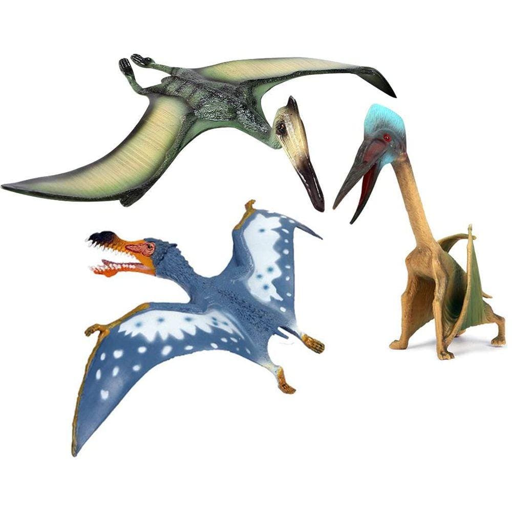 EOIVSH 3 Pacote Dinossauro Pterossauro de Brinquedo, Dinossauro Voador Realista Figuras Pterodáctilo Plástico Educacional Dino Modelo Estatuetas Ptera