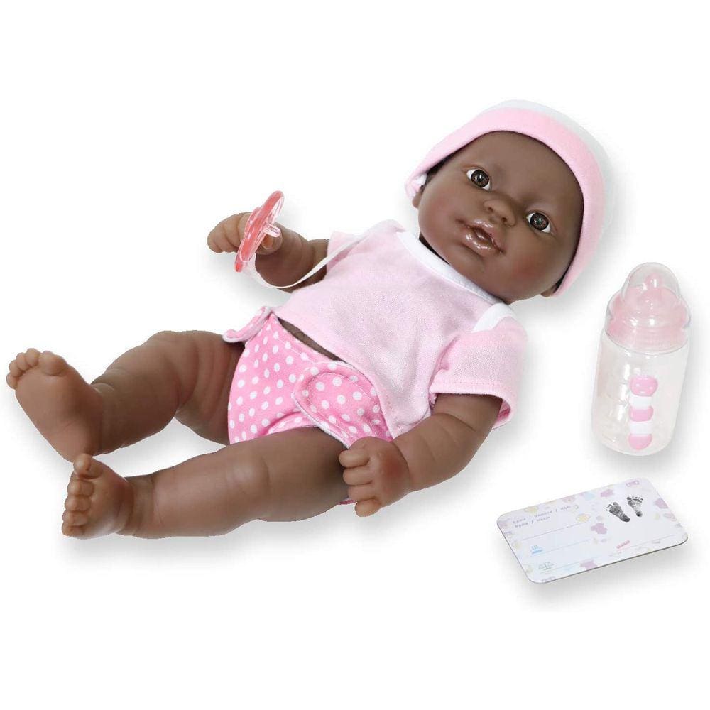 La Newborn Gift Set | JC Toys Afro American 12" Life-Like Posable Vinyl Newborn Doll c/ Acessórios | | rosa | impermeável Idades 2+