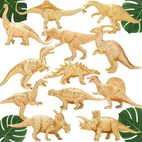 Dinossauros plásticos metálicos de plástico brinquedos, 12PCS Jumbo Figuras de Dinossauro Dourado para Meninas Meninos, Chá de Bebê, Decorações de Ban
