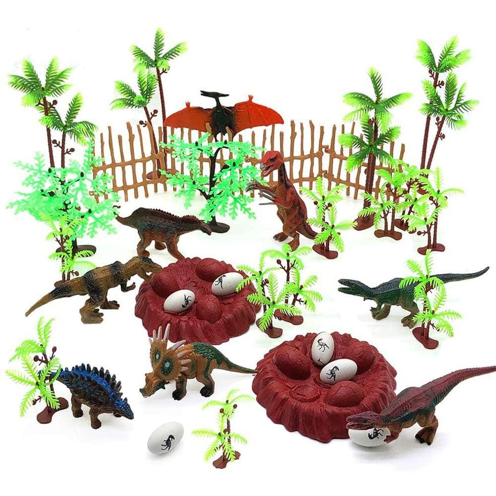 Dinossauros Bolo Decorando Kit Plástico Dinossauros Figuras Árvores &amp; Ovos de Dinossauro e Ninho de Ovos Dinossauro Figuras Brinquedo para Criança