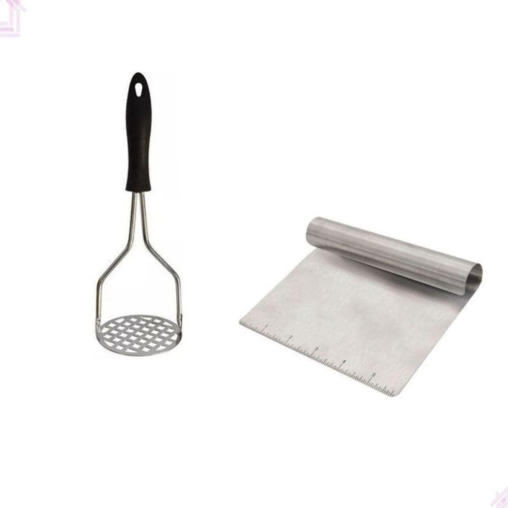 Kit Espátula Inox E Amassador Espremedor Batatas Rita Lobo