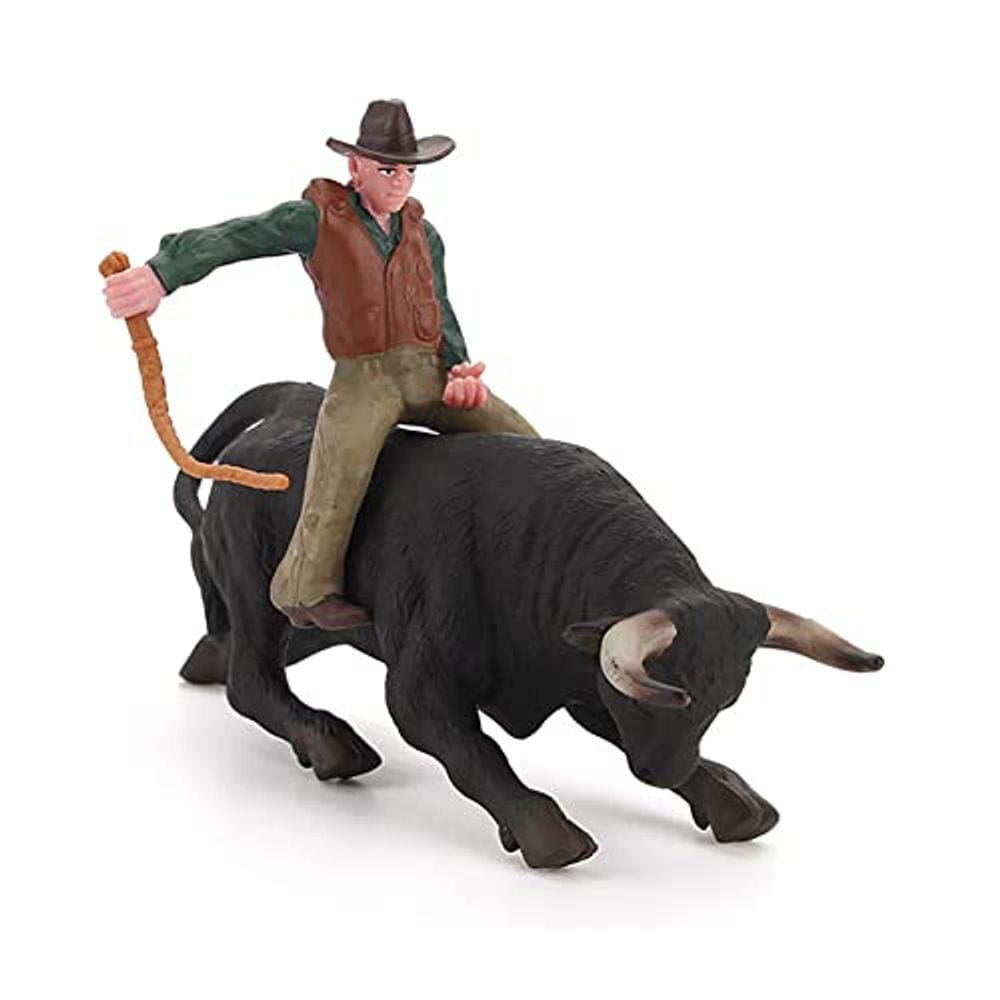 Realista Cowboy Black Bull Figura Brinquedo, Simulado Toureiro Espanhol Gado Coleção Playset Ciências Pré-escolares Educacional Aprenda Adereços Cogni