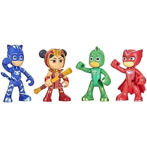 PJ Mascara Heróis e um Brinquedo Pré-Escolar Yu Figure Set, 4 Figuras de Ação Poseable e 1 Acessório para Crianças de 3 anos ou mais (Exclusivo da Ama