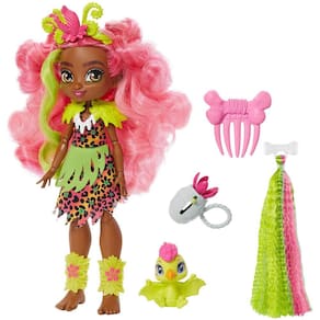 Cave Club Fernessa Boneca Poseable Boneca de Moda Pré-Histórica com Dinossauro Animal de Estimação e Acessórios, Presente para Crianças de 4 Anos e Up