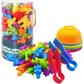 Crianças Únicas Contando Dinossauros Jogo de Correspondência com Copos de Classificação, Classificação de Cores e Treinamento Sensorial Brinquedos de