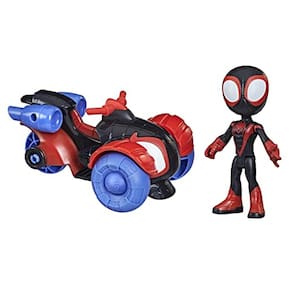 Spidey e seus incríveis amigos Marvel Miles Morales: Spider-Man Action Figure e Techno-Racer Vehicle, para crianças de 3 anos ou mais