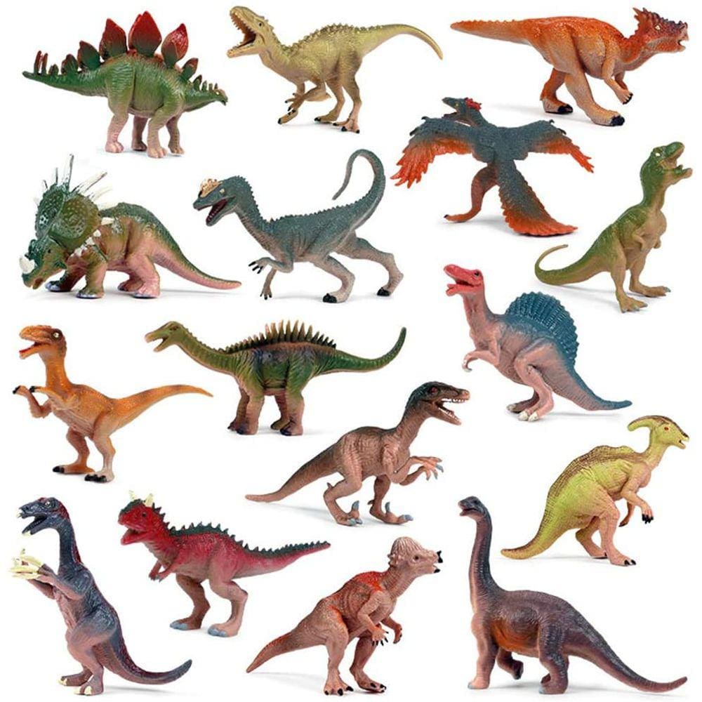 Pacote de 16 olhar realistas 3,5” - Brinquedos de Dinossauro de 4,9” , Plástico Variado Grandes Figuras de Dinossauro, FESTA DE RECURSOS DE