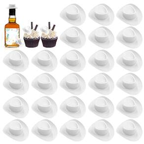 30PCS plástico mini cowboy ocidental cowgirl chapéu bonito chapéu miniatura para acessórios de festa boneca de brinquedo vestir-se jogar jogos da casa