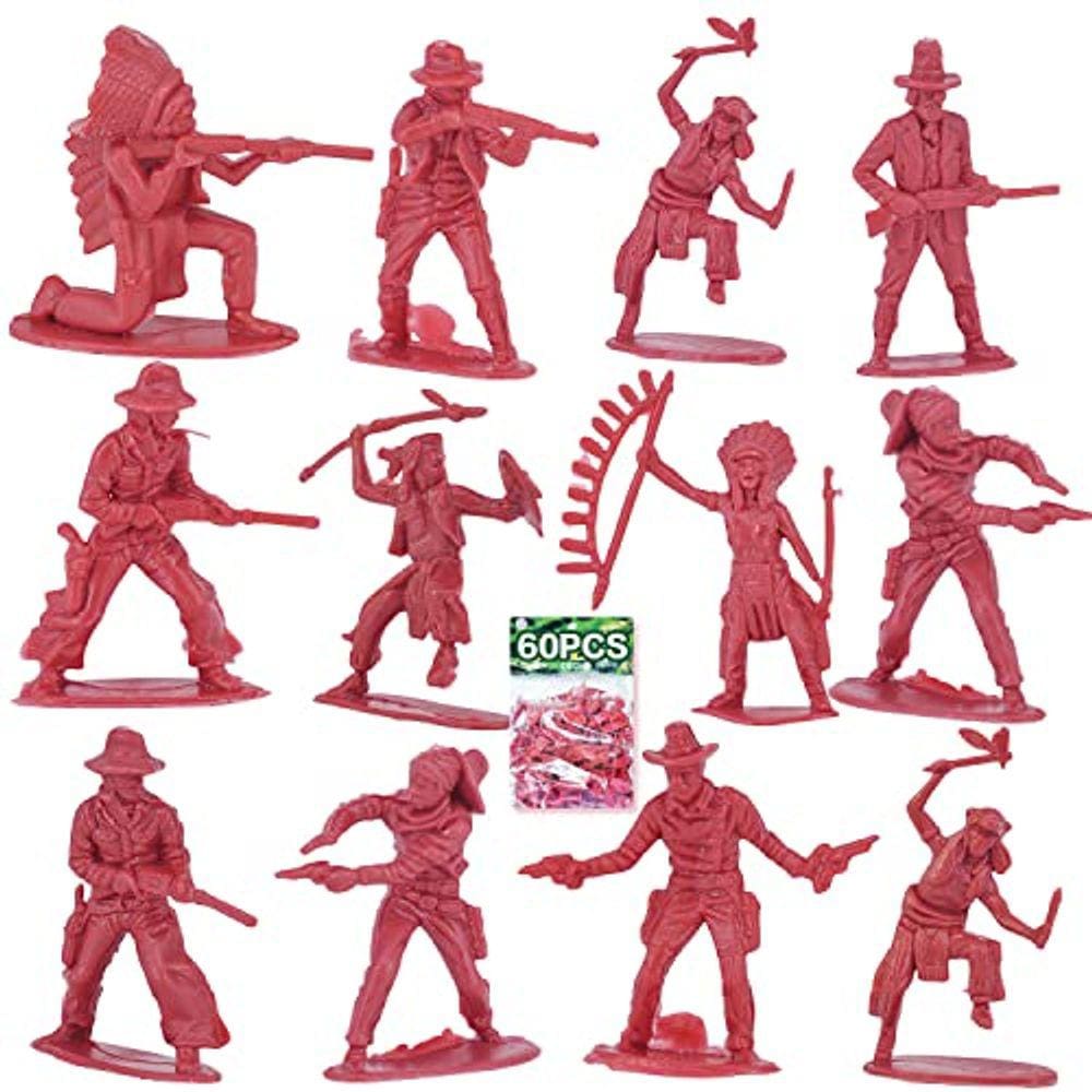 Lynkaye 60 PCS Várias Pose Cowboy Indian Toy Figunes for Kids Children Birthday,Native American Figures, Wild West Cowboy Miniature Kit 144 ct 2inch -