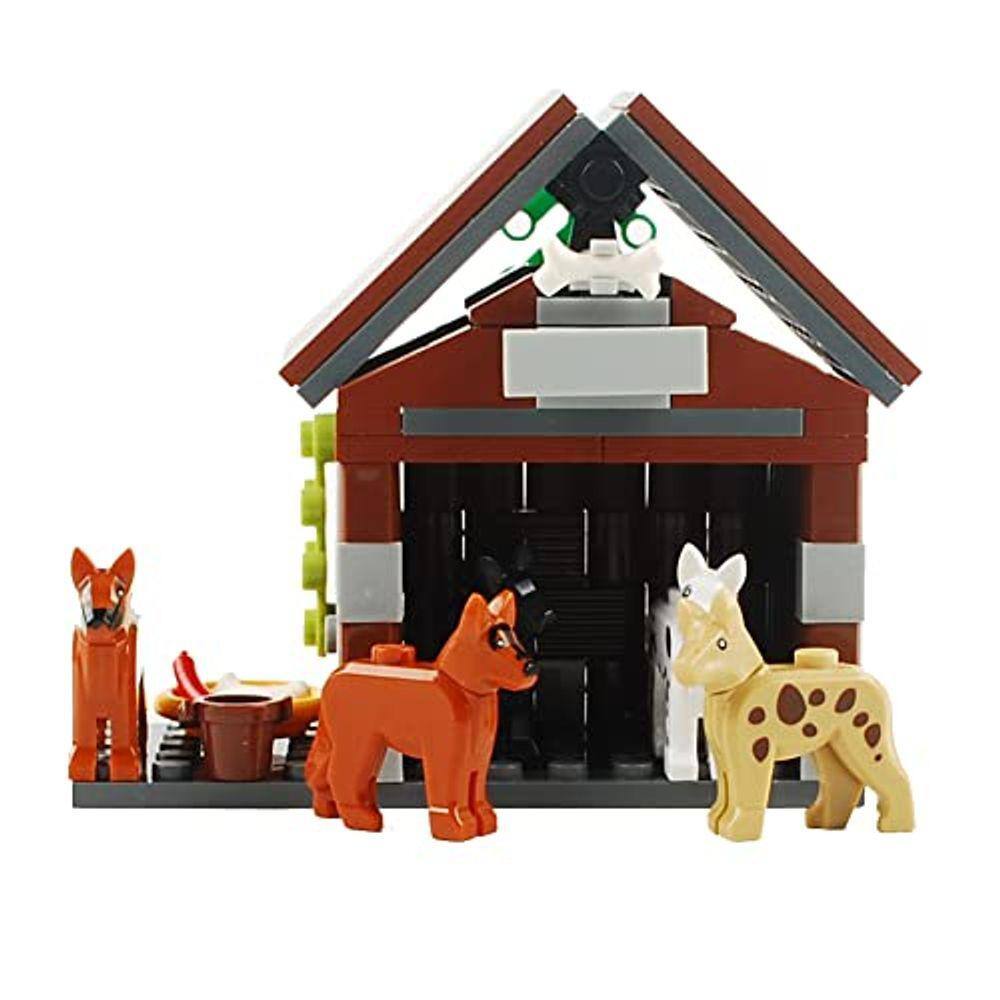 NW Farm Building Blocks Park Sencery Acessórios Plant Set Building Bricks Kit DIY Building Set Compatível com todas as principais marcas (Doghouse)