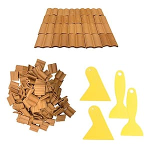 Cayway 100 PCS Mini Telhas Vermelhas Modelo Conjunto de Edifícios, 18mm Telhas Falsas Modelo Mesa de Areia Micro Paisagem Acessórios DIY Dollhouse Tij
