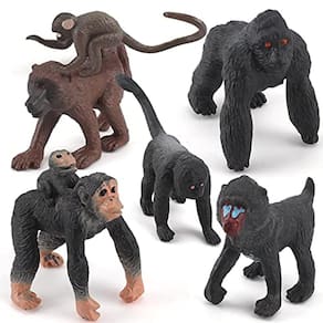 Wild Life Jungle Animal Modelo Playsets 6 PCS Mini Monkey Figurines Gorilla Mandrill Babuínos Macacos Macacos De Ação Figura Brinquedo para Crianças C