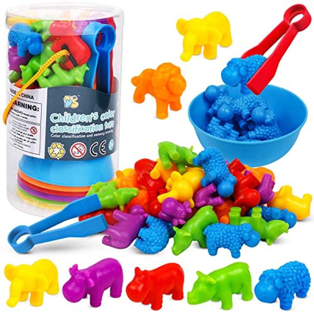NAODONGLI Contagem de Animais Jogo de Classificação de Cores com Tigelas de Arco-Íris para Crianças, Contando Ursos STEM Pré-escola Educacional Habili