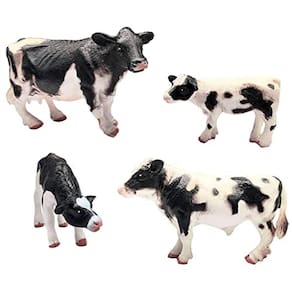 DOYIFUN Fazenda Realista Vaca Modelo Figuras Toy Set, 4pcs Fazenda Vaca Família Estatuetas Coleção Playset, Fazenda Prados Pastagem Estátuas Vaca Pré-