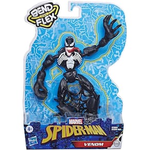 Spider-Man Marvel Bend e Flex Venom Action Figure Toy, Figura flexível de 6 polegadas, inclui acessório web, para crianças de 4 anos ou mais