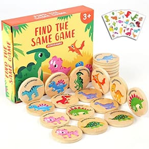 Jogo de memória de fósforo de madeira para crianças, Protado 24Pc Memory Matching Cards com adesivos de tatuagem 5pc, jogo de correspondência de memór