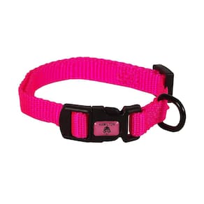 Coleira para cães Hamilton ajustável de nylon rosa choque 7-12 polegadas