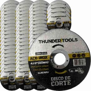 Disco Corte Aço Inox 4.1/2 x 1,0mm Kit 100 Peças 22026 THUNDER TOOLS
