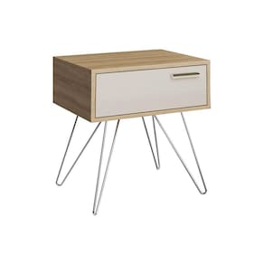 Mesa Cabeceira Casal 881 c/ 1 Gaveta Noce/Off White - Carraro