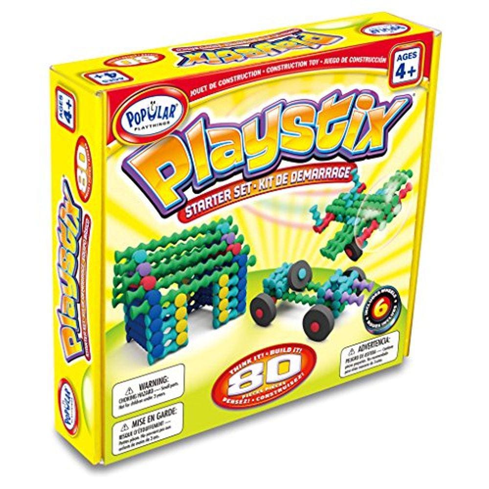 BRINQUEDOS POPULARES Playstix Starter Set Construção Toy Building Blocks Kit de 80 Peças