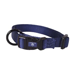 Coleira para cães Hamilton ajustável em nylon azul marinho 16-22cm