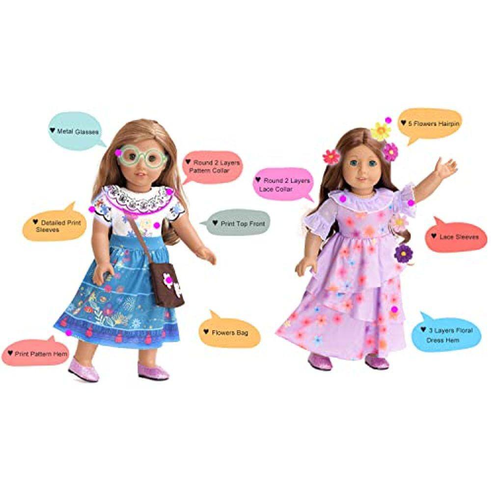 doce dolly 18 polegadas boneca roupas fantasia boneca acessórios mirabel isabela fantasia princesa vestido para americano 18 "menina boneca
