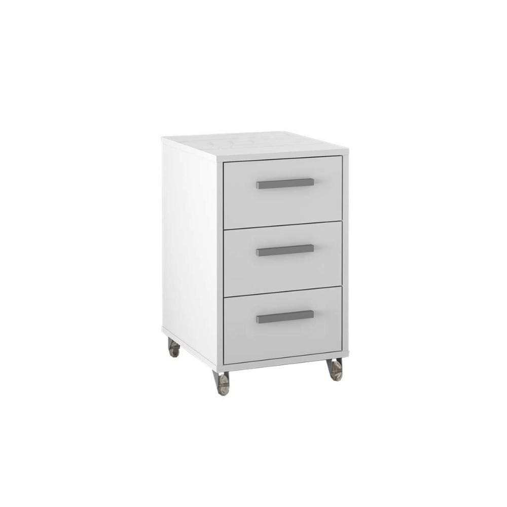 Mesa de Cabeceira Solteiro MSM 450 c/ 3 Gavetas Branco - Movelbento