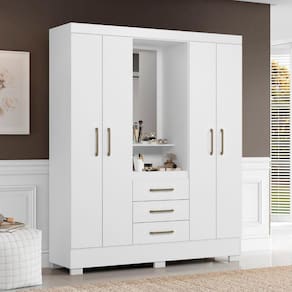 Guarda Roupa Casal 4 Portas 3 Gavetas Flex Paris Aramóveis