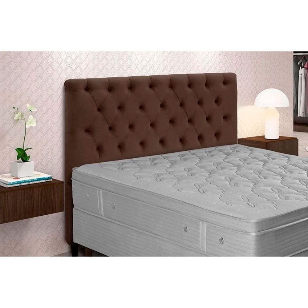 Cabeceira Cama Box Estofada Queen Queen Embaixatriz Plus Suede Marrom Chocolate - Simbal