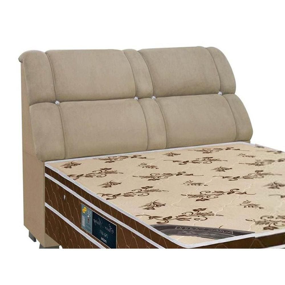 Cabeceira Cama Box Estofada King King Imperador Suede Marrom Taupe - Simbal