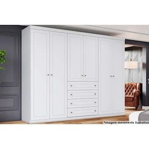 Guarda Roupa Casal 6 Portas e 4 Gavetas Americano Branco - Henn