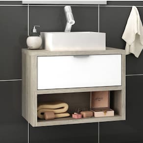 Gabinete para Banheiro 1 Gaveta 60cm sem Cuba Malta Móveis Bosi Barrique/Branco