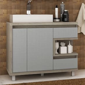 Armário de Banheiro 100cm MDF Malbec Móveis Bosi Barrique/Argento